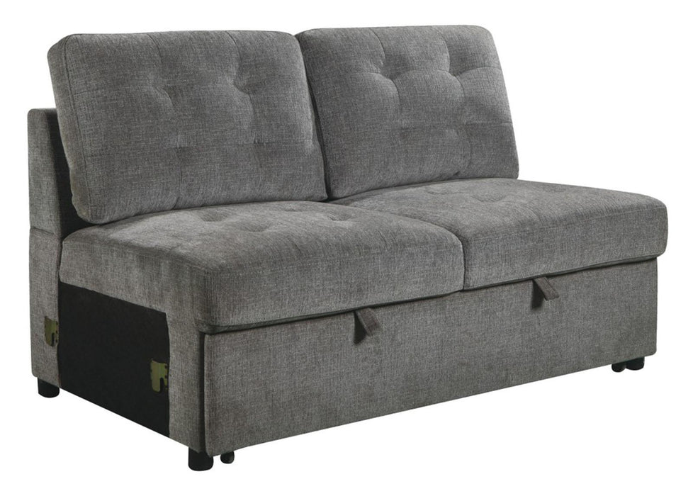 Logansport Armless 2-Seater with Pull-out Bed in Gray 9401GRY-2A - U&U Home Budget Furniture (Carteret, NJ)
