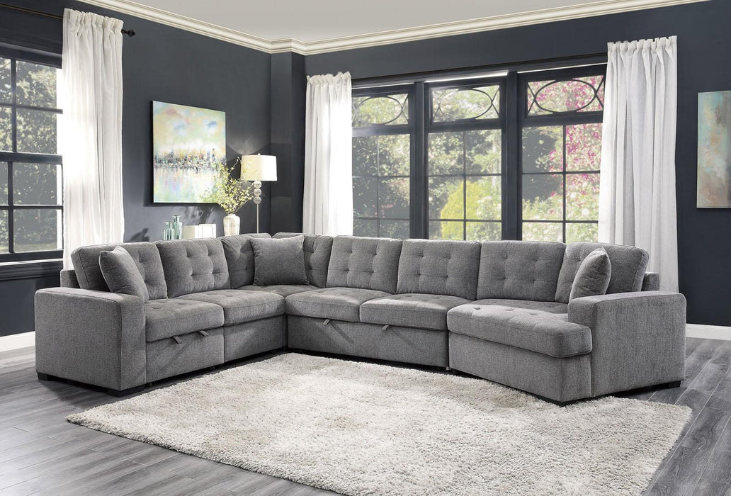 Logansport Armless 2-Seater with Pull-out Bed in Gray 9401GRY-2A - U&U Home Budget Furniture (Carteret, NJ)
