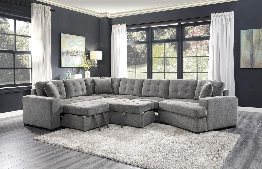 Logansport Armless 2-Seater with Pull-out Bed in Gray 9401GRY-2A - U&U Home Budget Furniture (Carteret, NJ)