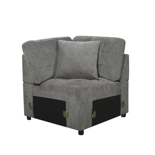 Logansport Corner Seat with 1 Pillow in Gray 9401GRY-CR - U&U Home Budget Furniture (Carteret, NJ)