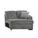 Logansport Right Side Cuddler with 1 Pillow in Gray 9401GRY-RU - U&U Home Budget Furniture (Carteret, NJ)