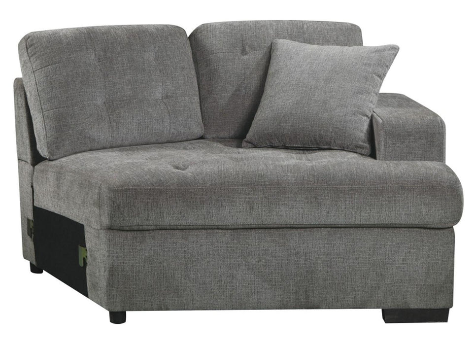 Logansport Right Side Cuddler with 1 Pillow in Gray 9401GRY-RU - U&U Home Budget Furniture (Carteret, NJ)