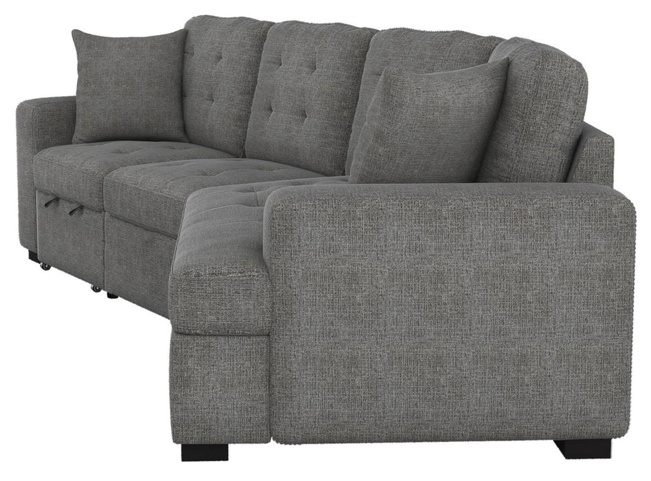 Logansport Right Side Cuddler with 1 Pillow in Gray 9401GRY-RU - U&U Home Budget Furniture (Carteret, NJ)