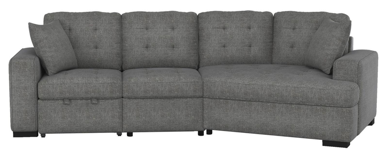 Logansport Right Side Cuddler with 1 Pillow in Gray 9401GRY-RU - U&U Home Budget Furniture (Carteret, NJ)