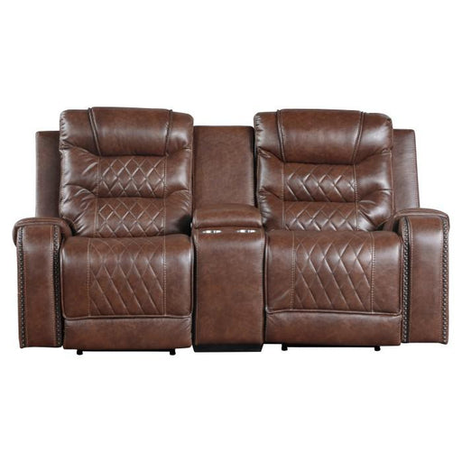 Putnam Power Double Reclining Loveseat in Brown 9405BR-2PW - U&U Home Budget Furniture (Carteret, NJ)