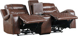 Putnam Power Double Reclining Loveseat in Brown 9405BR-2PW - U&U Home Budget Furniture (Carteret, NJ)