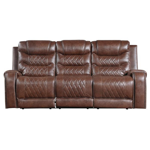 Putnam Power Double Reclining Sofa with Drop-Down in Brown 9405BR-3PW - U&U Home Budget Furniture (Carteret, NJ)