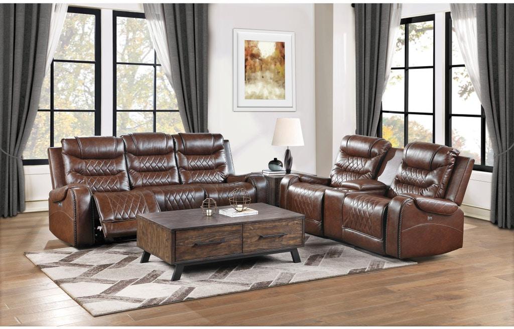 Putnam Power Double Reclining Sofa with Drop-Down in Brown 9405BR-3PW - U&U Home Budget Furniture (Carteret, NJ)