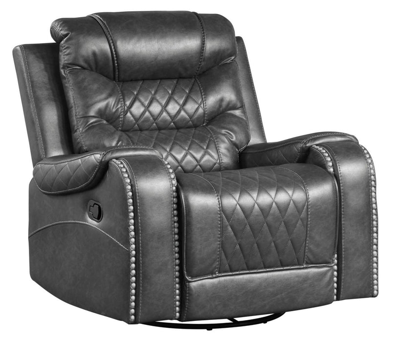 Putnam Swivel Glider Reclining Chair in Gray 9405GY-1 - U&U Home Budget Furniture (Carteret, NJ)