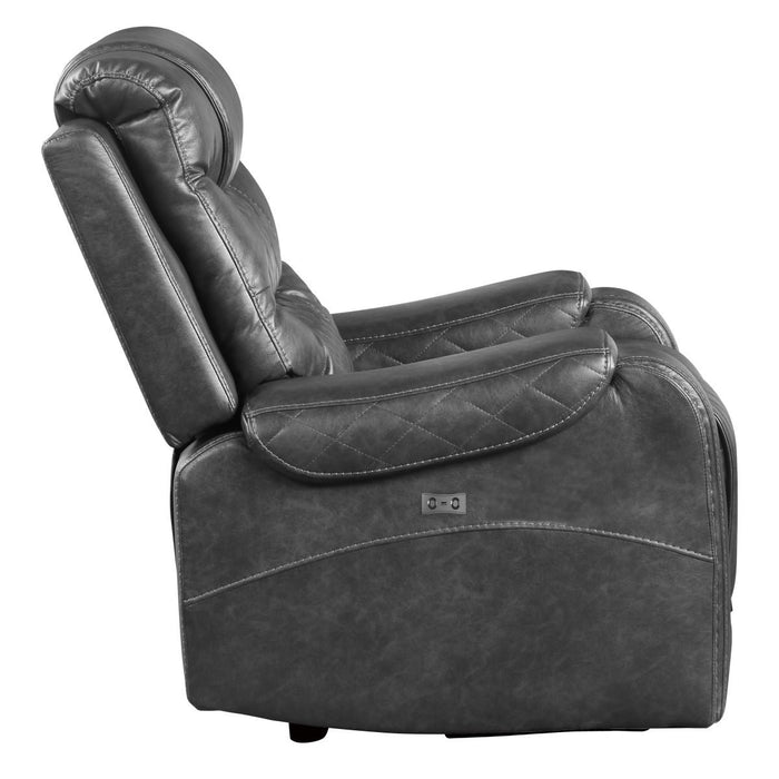 Putnam Power Reclining Chair in Gray 9405GY-1PW - U&U Home Budget Furniture (Carteret, NJ)
