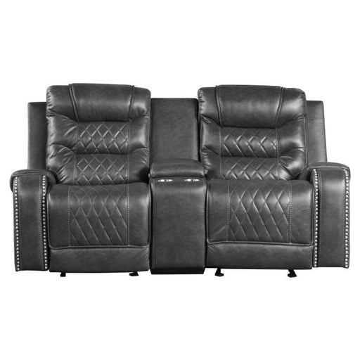 Putnam Double Glider Reclining Loveseat in Gray 9405GY-2 - U&U Home Budget Furniture (Carteret, NJ)
