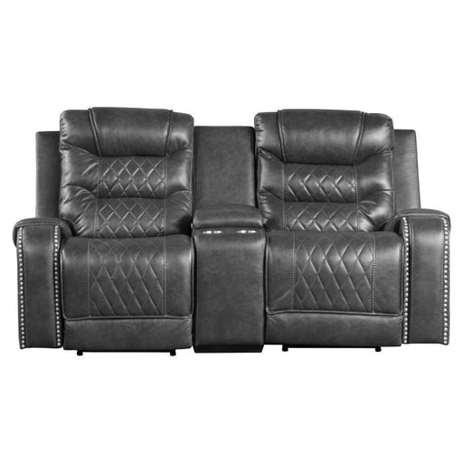 Putnam Power Double Reclining Loveseat in Gray 9405GY-2PW - U&U Home Budget Furniture (Carteret, NJ)