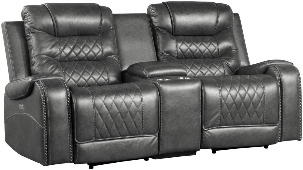 Putnam Power Double Reclining Loveseat in Gray 9405GY-2PW - U&U Home Budget Furniture (Carteret, NJ)