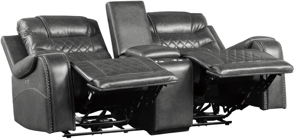 Putnam Power Double Reclining Loveseat in Gray 9405GY-2PW - U&U Home Budget Furniture (Carteret, NJ)