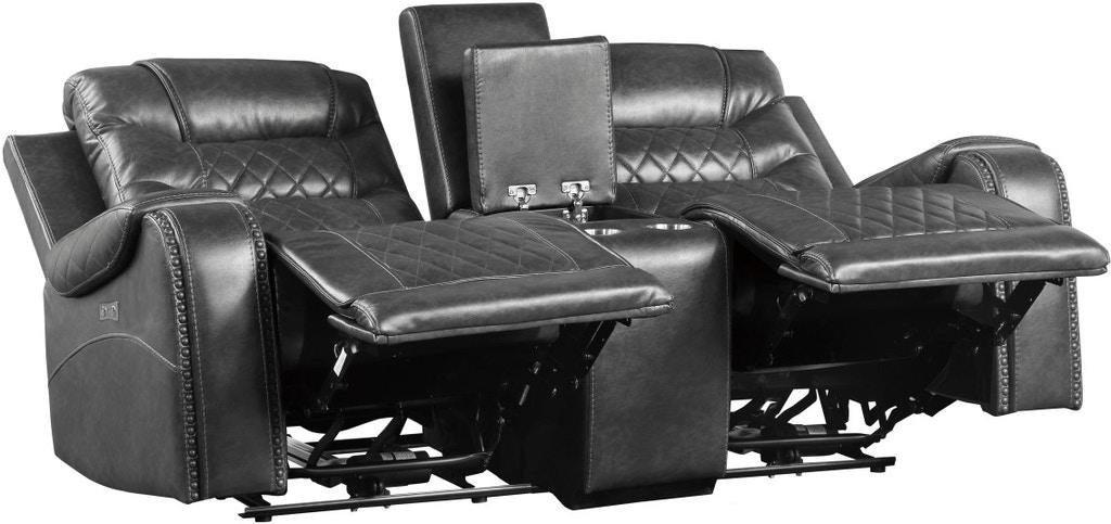Putnam Power Double Reclining Loveseat in Gray 9405GY-2PW - U&U Home Budget Furniture (Carteret, NJ)