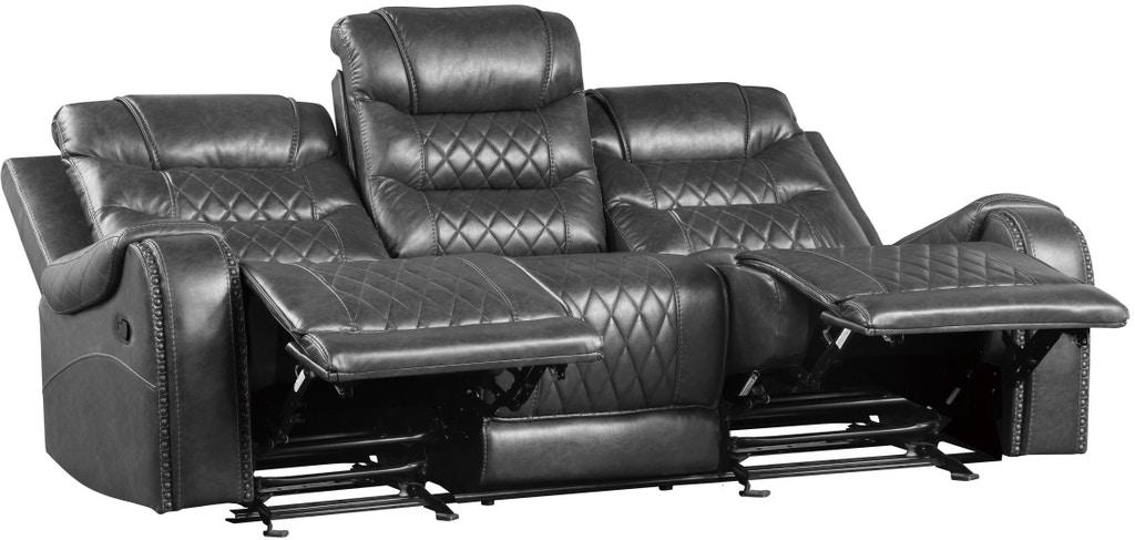 Putnam Double Reclining Sofa with Drop-Down in Gray 9405GY-3 - U&U Home Budget Furniture (Carteret, NJ)