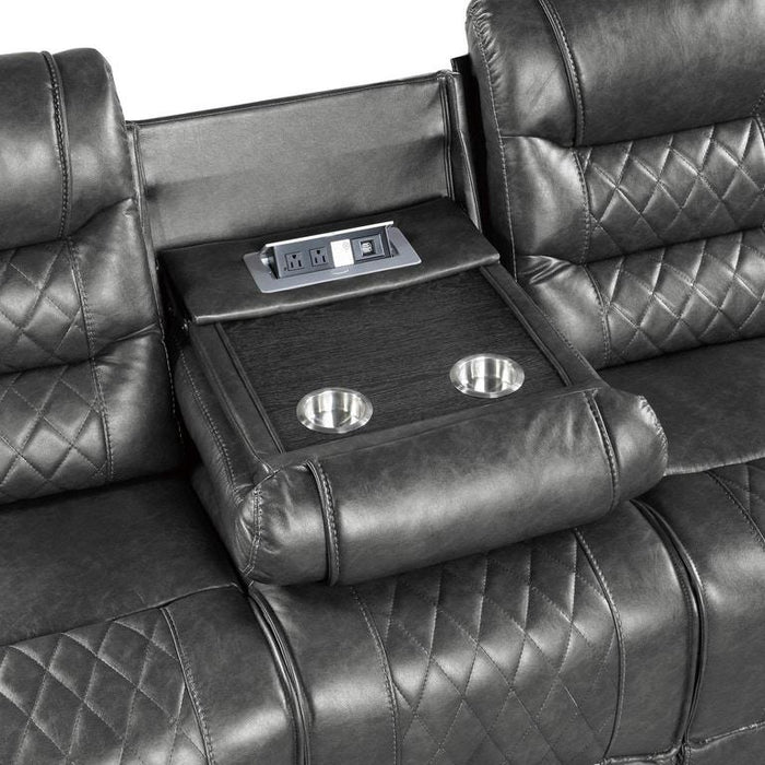 Putnam Double Reclining Sofa with Drop-Down in Gray 9405GY-3 - U&U Home Budget Furniture (Carteret, NJ)