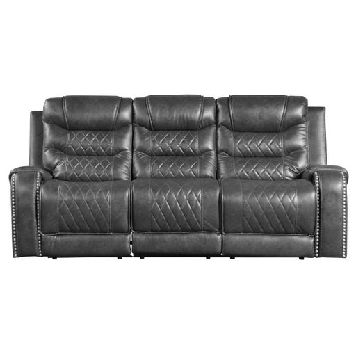 Putnam Power Double Reclining Sofa with Drop-Down in Gray 9405GY-3PW - U&U Home Budget Furniture (Carteret, NJ)