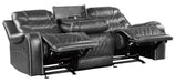 Putnam Power Double Reclining Sofa with Drop-Down in Gray 9405GY-3PW - U&U Home Budget Furniture (Carteret, NJ)