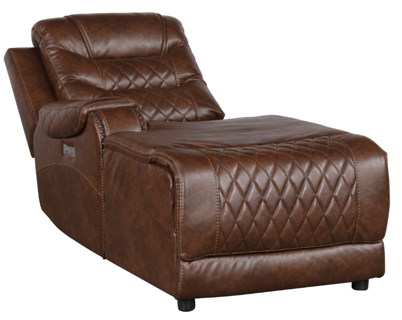 Putnam Power Left Side Reclining Chaise with USB Port in Brown 9405BR-LCPW - U&U Home Budget Furniture (Carteret, NJ)