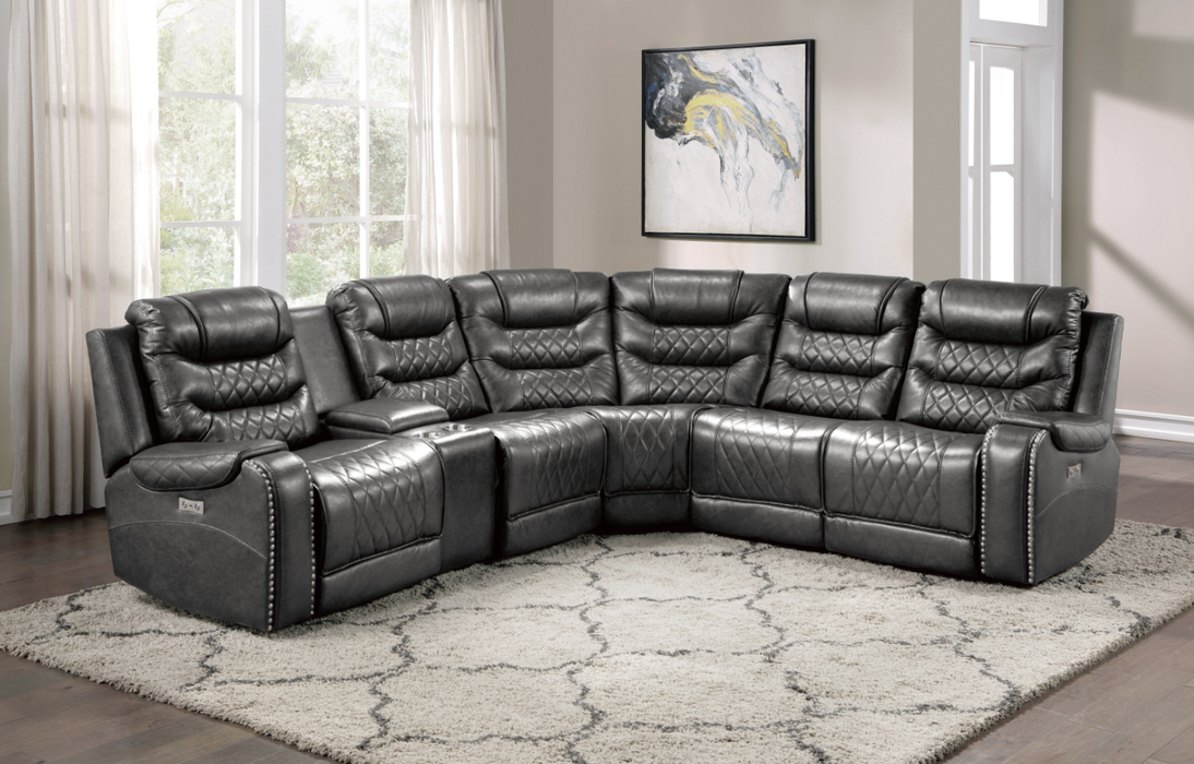 Putnam Console with Receptacles and USB Port in Gray 9405GY-CN - U&U Home Budget Furniture (Carteret, NJ)