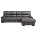 Michigan Sectional with Pull Out Bed and Right Chaise in Dark Gray - U&U Home Budget Furniture (Carteret, NJ)