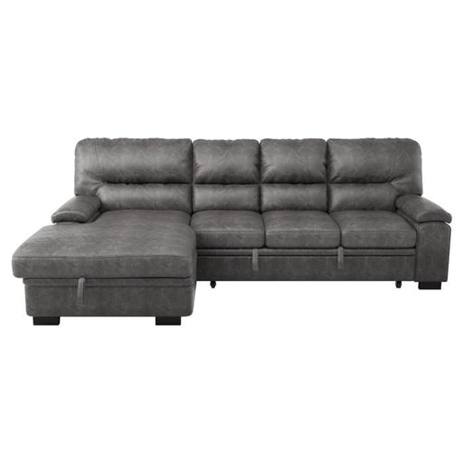 Michigan Sectional with Pull Out Bed and Left Chaise in Dark Gray - U&U Home Budget Furniture (Carteret, NJ)