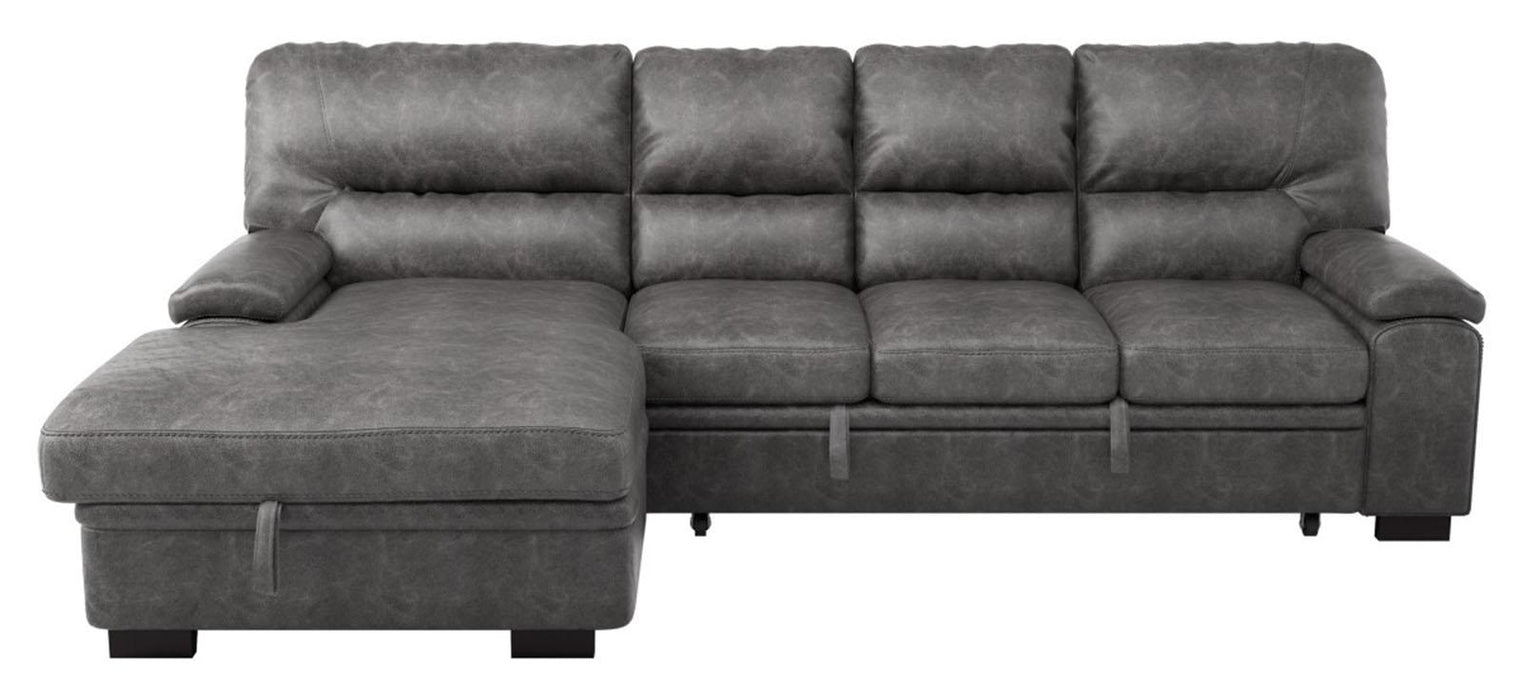 Michigan Sectional with Pull Out Bed and Left Chaise in Dark Gray - U&U Home Budget Furniture (Carteret, NJ)