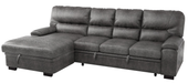 Michigan Sectional with Pull Out Bed and Left Chaise in Dark Gray - U&U Home Budget Furniture (Carteret, NJ)