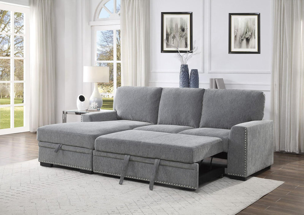 Morelia 2pc Sectional with Pull Out Bed and Left Chaise in Dark Gray - U&U Home Budget Furniture (Carteret, NJ)
