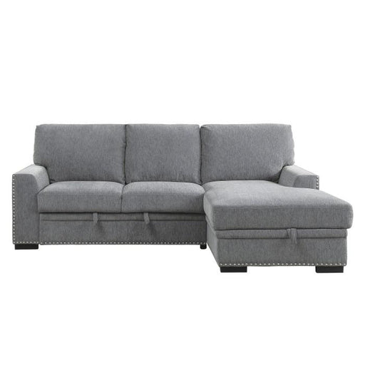 Morelia 2pc Sectional with Pull Out Bed and Right Chaise in Dark Gray - U&U Home Budget Furniture (Carteret, NJ)