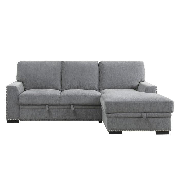 Morelia 2pc Sectional with Pull Out Bed and Right Chaise in Dark Gray - U&U Home Budget Furniture (Carteret, NJ)