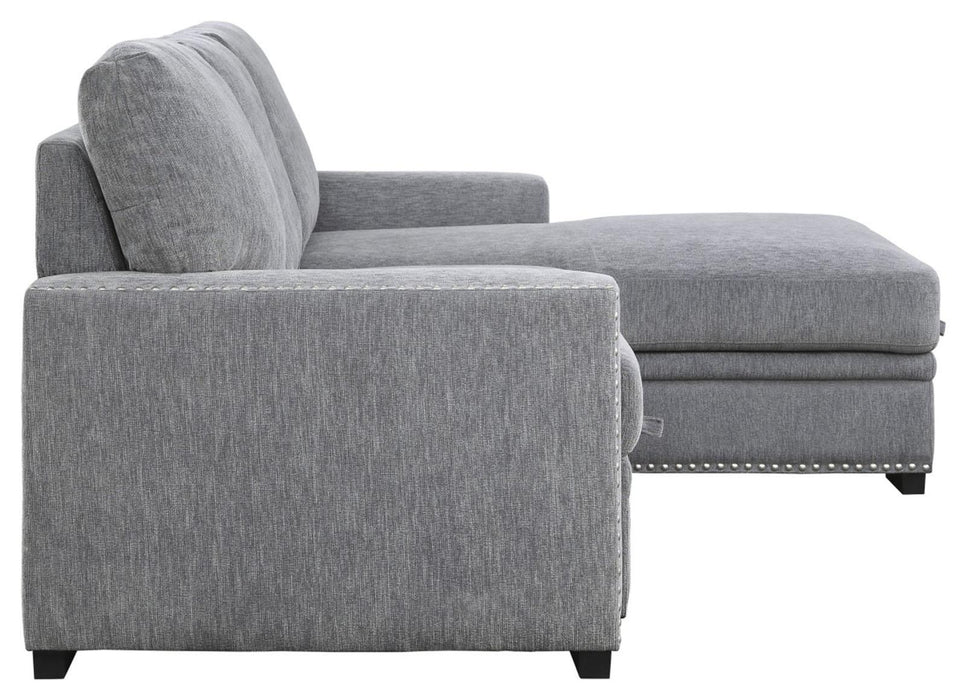 Morelia 2pc Sectional with Pull Out Bed and Right Chaise in Dark Gray - U&U Home Budget Furniture (Carteret, NJ)