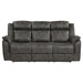 Centeroak Double Reclining Sofa in Gray 9479BRG-3 - U&U Home Budget Furniture (Carteret, NJ)