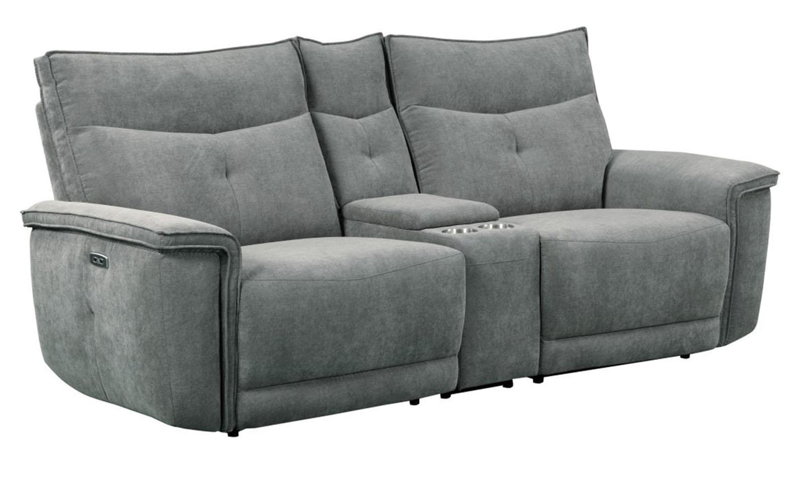 Tesoro Power Double Reclining Loveseat in Dark Gray - U&U Home Budget Furniture (Carteret, NJ)