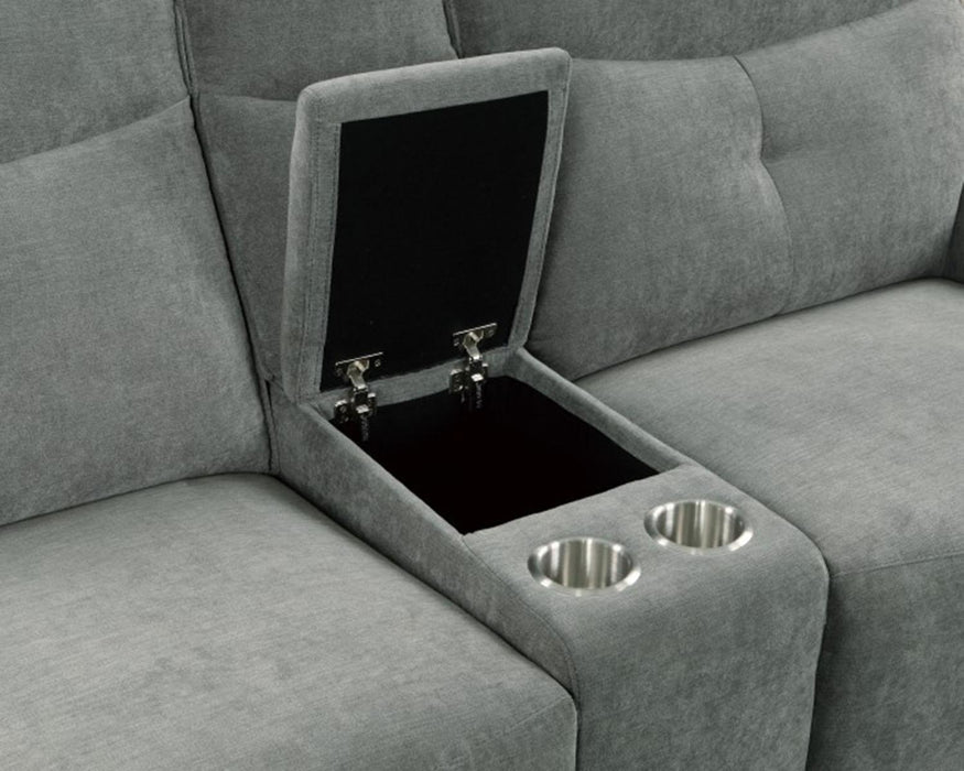 Tesoro Power Double Reclining Loveseat in Dark Gray - U&U Home Budget Furniture (Carteret, NJ)