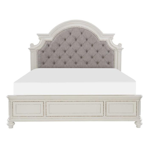 Baylesford Queen Upholstered Panel Bed in Antique White 1624W-1* - U&U Home Budget Furniture (Carteret, NJ)