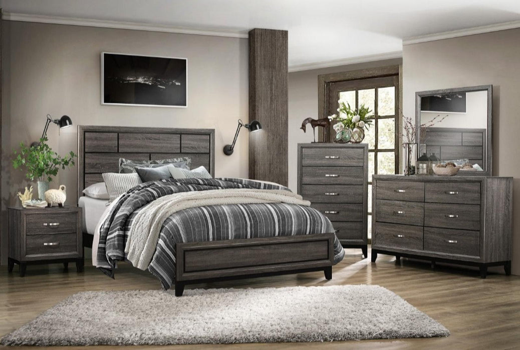 Davi Queen Panel Bed in Gray 1645-1* - U&U Home Budget Furniture (Carteret, NJ)