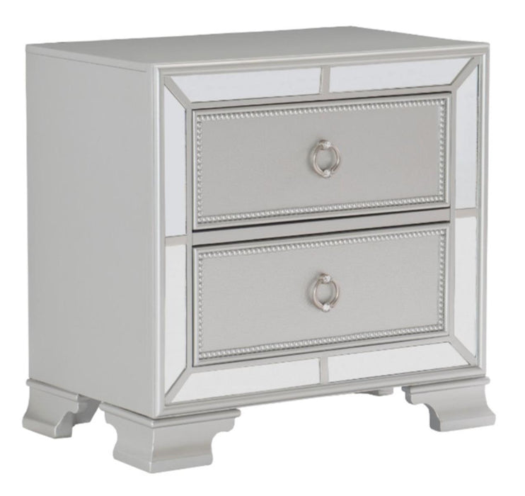 Avondale Nightstand in Silver 1646-4 - U&U Home Budget Furniture (Carteret, NJ)
