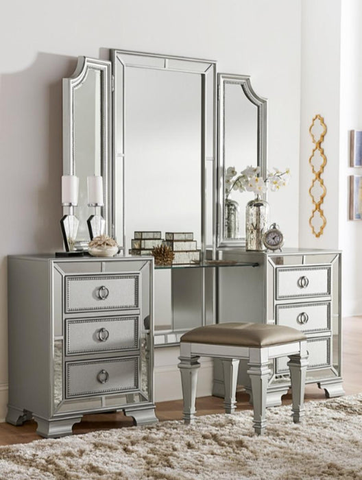 Avondale Vanity Stool in Silver 1646-14 - U&U Home Budget Furniture (Carteret, NJ)
