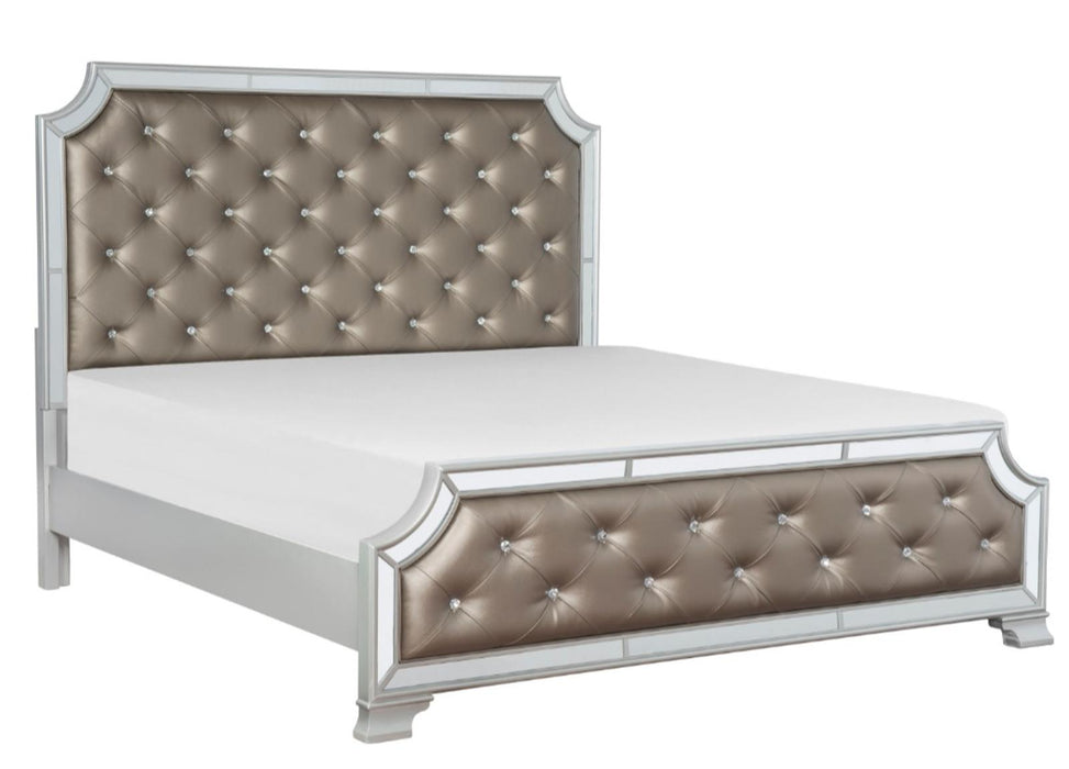 Avondale Queen Upholstered Panel Bed in Silver 1646-1* - U&U Home Budget Furniture (Carteret, NJ)