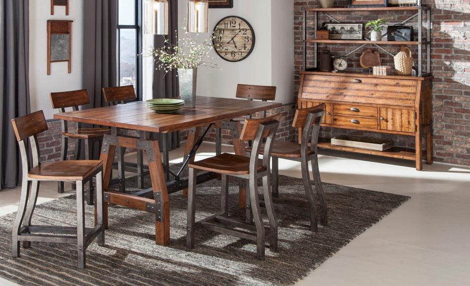 Holverson Counter Height Table in Rustic Brown 1715-36 - U&U Home Budget Furniture (Carteret, NJ)