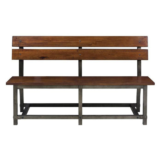 Holverson Bench w/ Back in Rustic Brown 1715-BH - U&U Home Budget Furniture (Carteret, NJ)