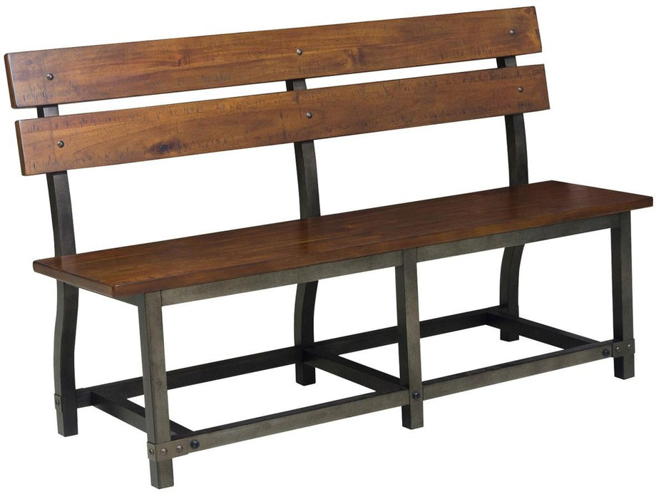 Holverson Bench w/ Back in Rustic Brown 1715-BH - U&U Home Budget Furniture (Carteret, NJ)