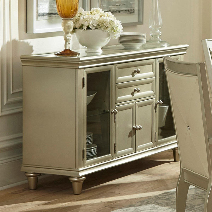 Celandine Server with Glass insert in Silver 1928-40NG - U&U Home Budget Furniture (Carteret, NJ)