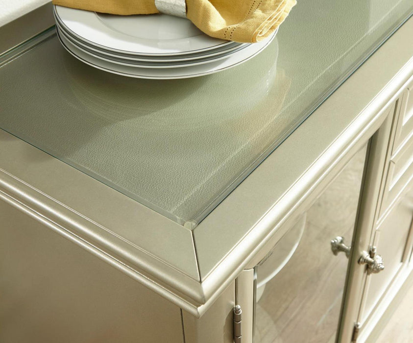 Celandine Server with Glass insert in Silver 1928-40NG - U&U Home Budget Furniture (Carteret, NJ)