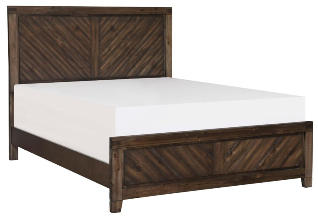 Parnell Queen Panel Bed in Rustic Cherry 1648-1* - U&U Home Budget Furniture (Carteret, NJ)