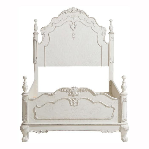 Cinderella Twin Poster Bed in Antique White - U&U Home Budget Furniture (Carteret, NJ)
