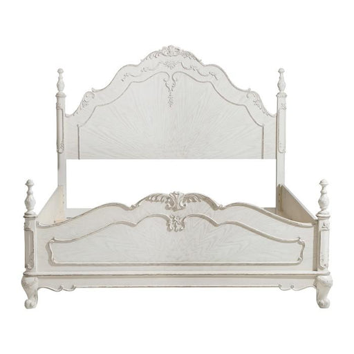 Cinderella Queen Poster Bed in Antique White - U&U Home Budget Furniture (Carteret, NJ)