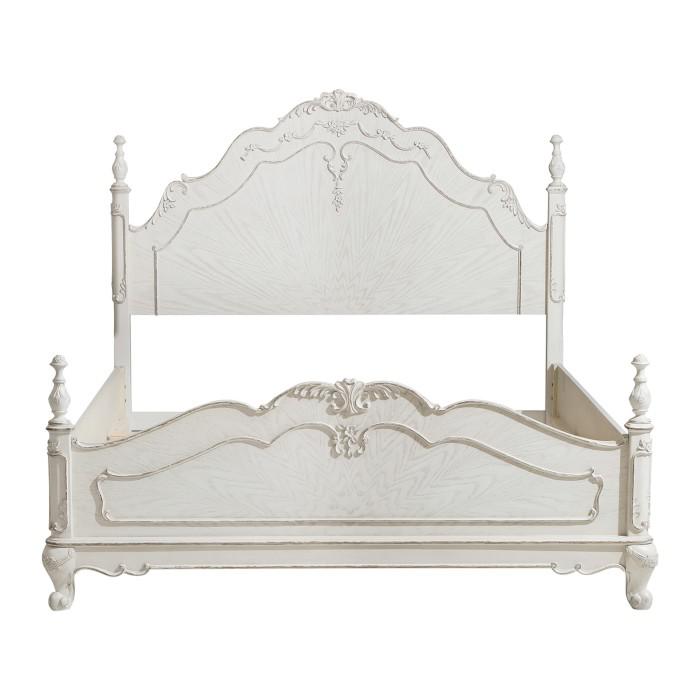 Cinderella Queen Poster Bed in Antique White - U&U Home Budget Furniture (Carteret, NJ)